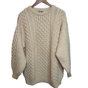 Vintage Celtic Country Made in Ireland 100% Wool Mens XL Irish Knit Sweater